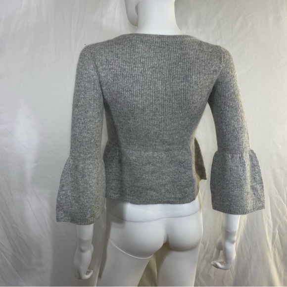 Express Y2K Gray Rabbit Hair & Wool Cropped Fuzzy Peplum Sweater - Picture 3 of 8